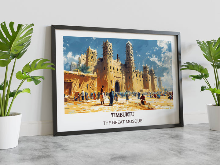 Illuminate your space with the vibrancy of Timbuktu Annual Restoration Festival with this stunning portrayal of Djingareyber Mosque