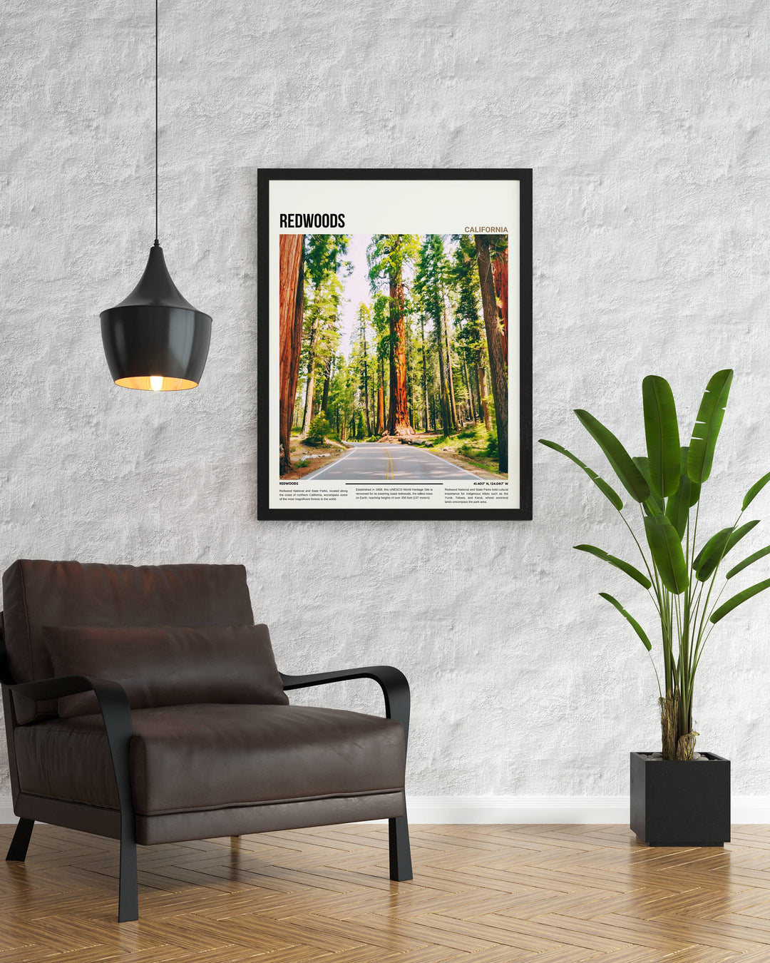 Immerse yourself in the serene beauty of Redwoods with this captivating wall decor