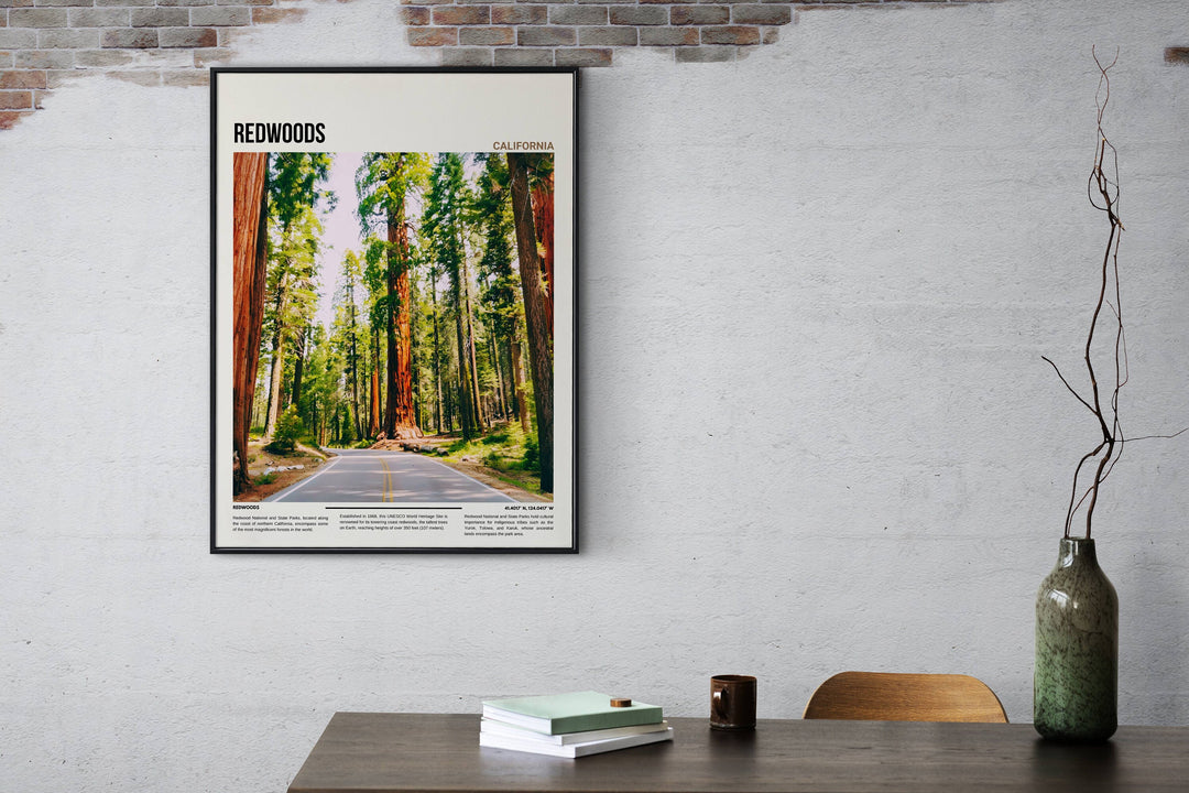 Immerse yourself in the serene beauty of Redwoods with this captivating wall decor