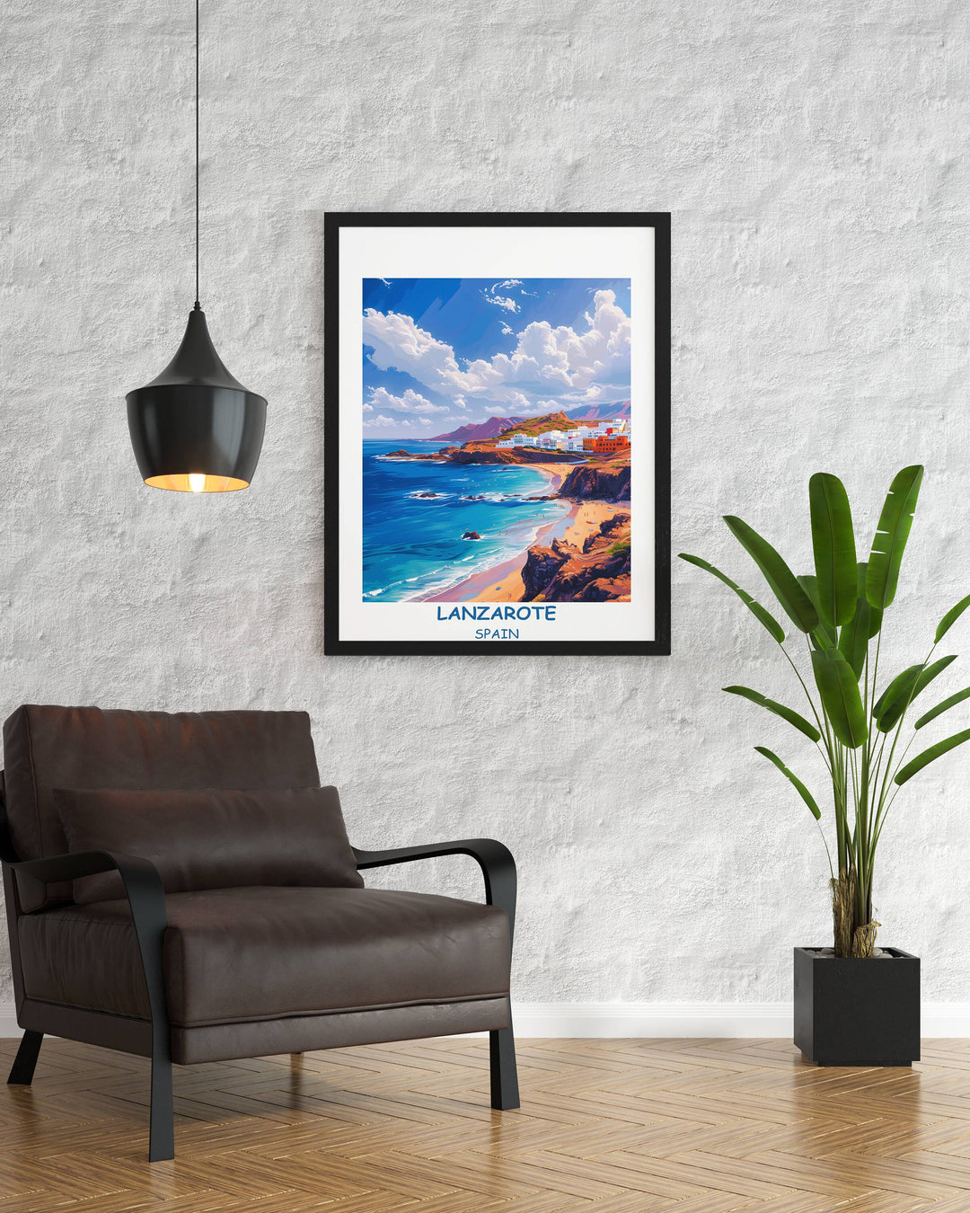 Lanzarote Travel Print Inspiring artwork celebrating allure of Canary Islands. Perfect for Spain adventurers.