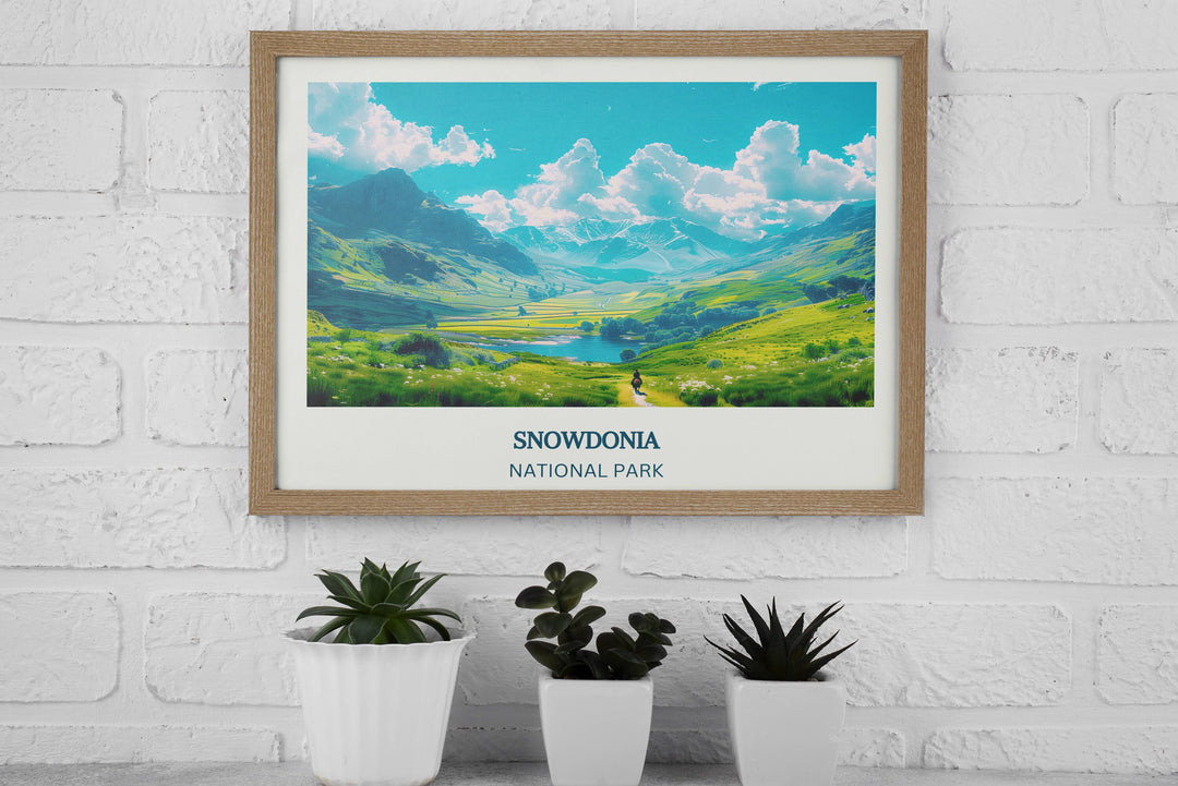 Snowdonia illustration, a captivating tribute to the parks natural beauty. Great for adding a touch of wilderness to any room.