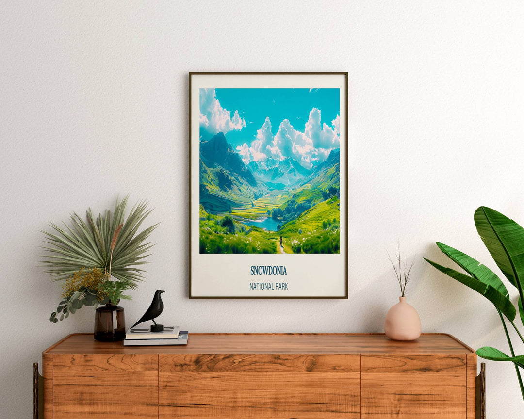 Snowdonia print, a colorful portrayal of the parks landscapes. A thoughtful gift for adventurers and outdoor lovers.