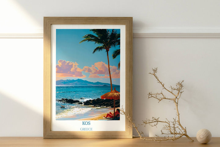 Capture the essence of Kos with this Greece-themed art print, a perfect addition to any home decor or travel-inspired space.