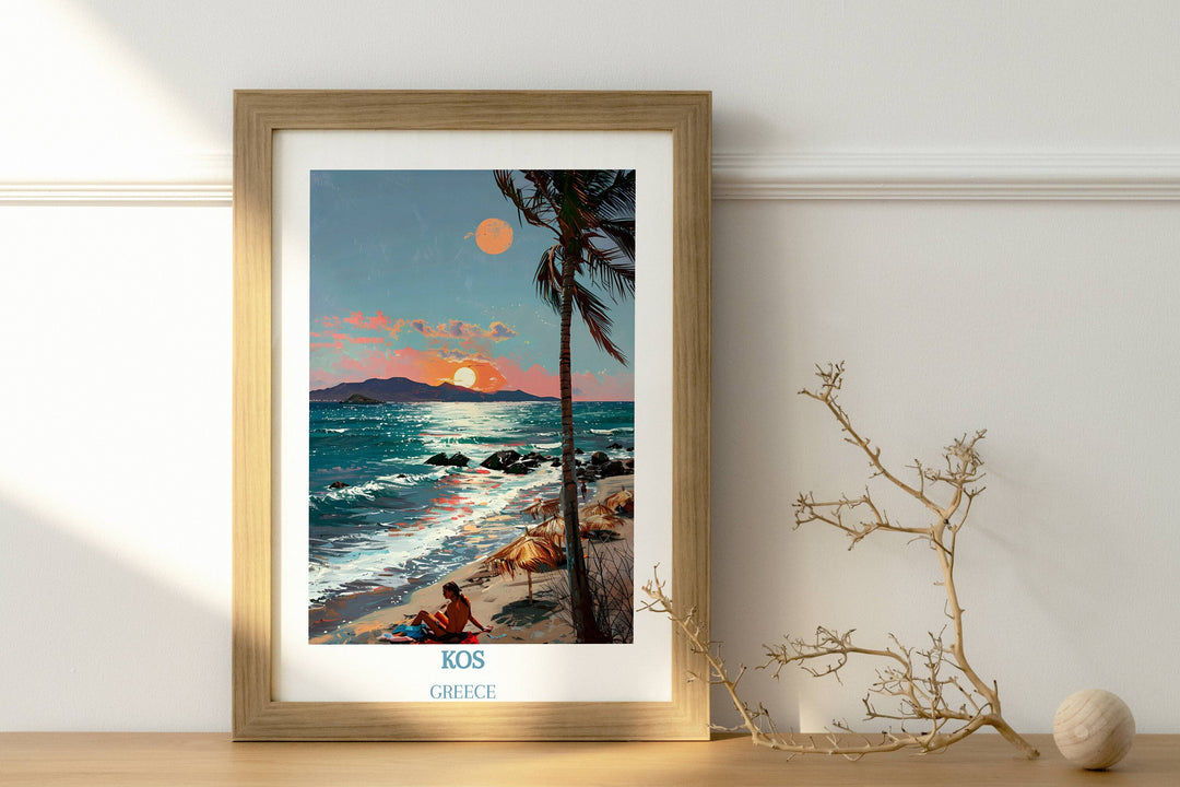 Immerse yourself in the charm of Kos with this captivating Greece wall art, perfect for travel-inspired interiors.