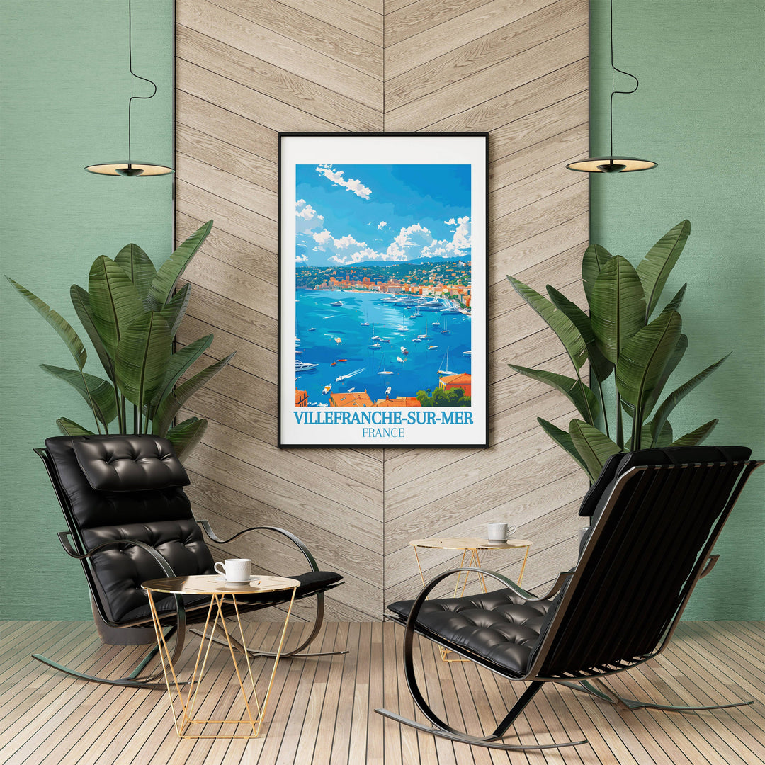 Add a touch of French elegance to your space with this charming Villefranche-sur-Mer print, an ideal gift for lovers of France.