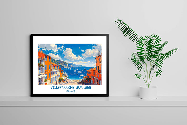 Elevate your home decor with the timeless beauty of Villefranche-sur-Mer, showcased in this stunning France travel print, a true masterpiece.