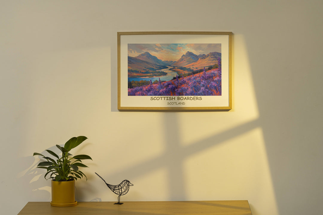 Indulge in the picturesque vistas of Scotland with captivating prints, a delightful addition to any Scottish-themed decor.