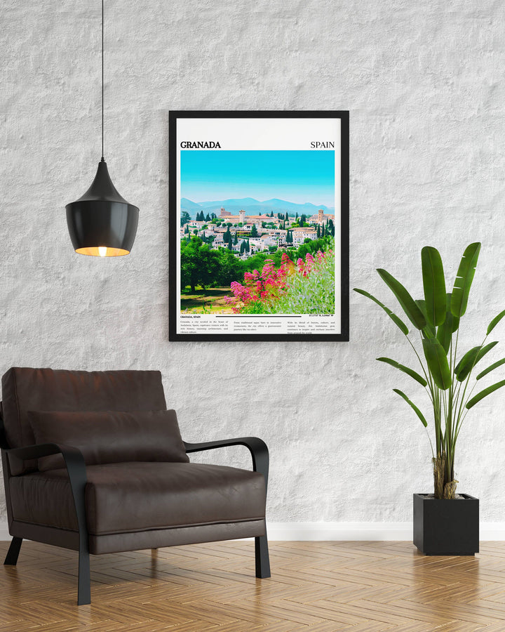 Embrace the romance of Granada with this captivating Spain travel poster, a perfect gift for housewarmings.