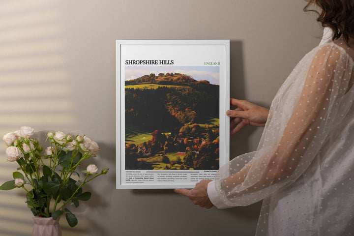 Idyllic Shropshire scenery art showcasing The Long Mynd, The Stiperstones, and Ludlow Castle. Ideal for UK homes.