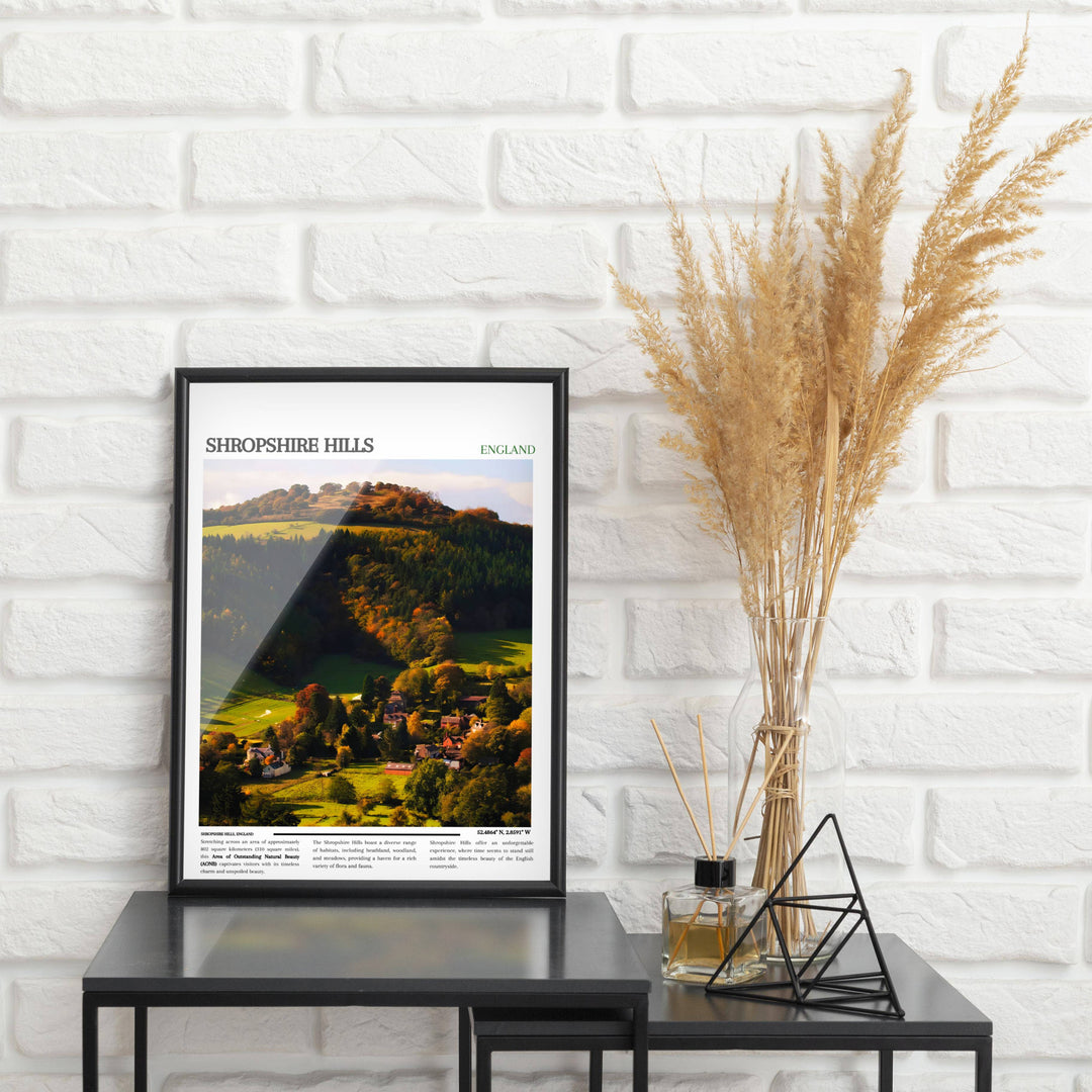 Stunning Shropshire landscape art featuring The Long Mynd, The Stiperstones, and Ludlow Castle. Ideal for UK decor.
