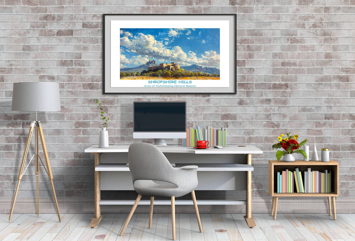 Exquisite Shropshire Hills wall art capturing The Long Mynd, The Stiperstones, and Ludlow Castle. Ideal for UK-inspired interiors.