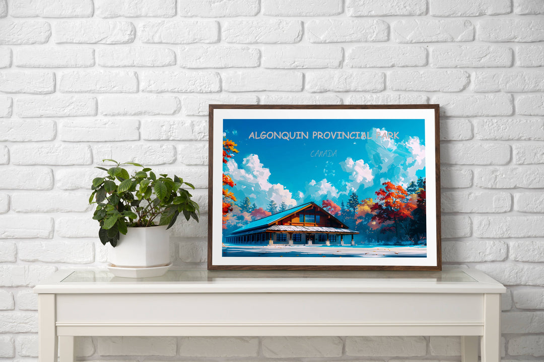 Capture the essence of Algonquin Provincial Park with this captivating poster. Canoe Lake&#39;s serene beauty brings a piece of Canada into your home.