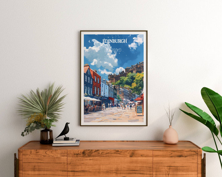 Celebrate the enchanting allure of Edinburghs Royal Mile with this stunning wall art. Perfect decor for Scotland enthusiasts and lovers of timeless elegance.