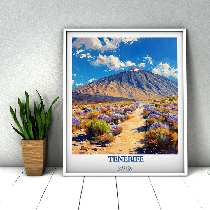 Immerse yourself in the allure of Tenerife&#39;s Teide National Park with this mesmerizing travel poster. A thoughtful gift for admirers of Tenerife and Spain.