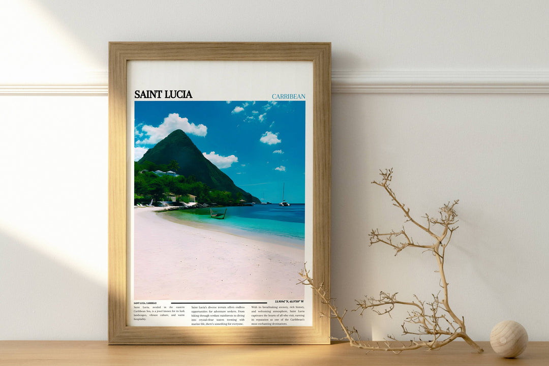 Explore Caribbean vibes with Saint Lucia-themed art. Perfect for Saint Lucia gift or decor, this wall art brings island magic home