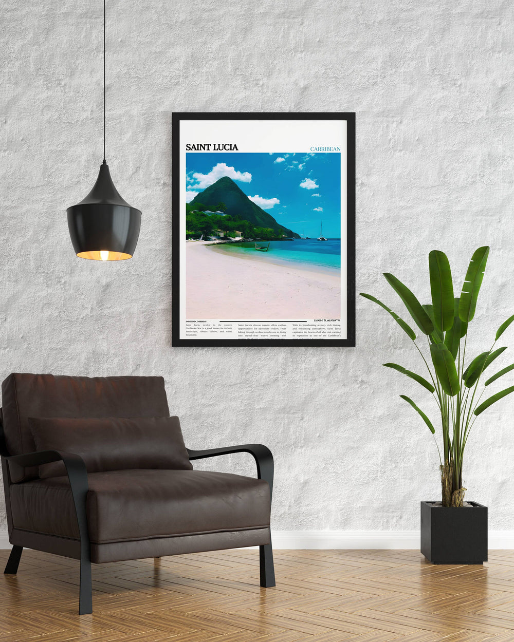 Explore Caribbean vibes with Saint Lucia-themed art. Perfect for Saint Lucia gift or decor, this wall art brings island magic home