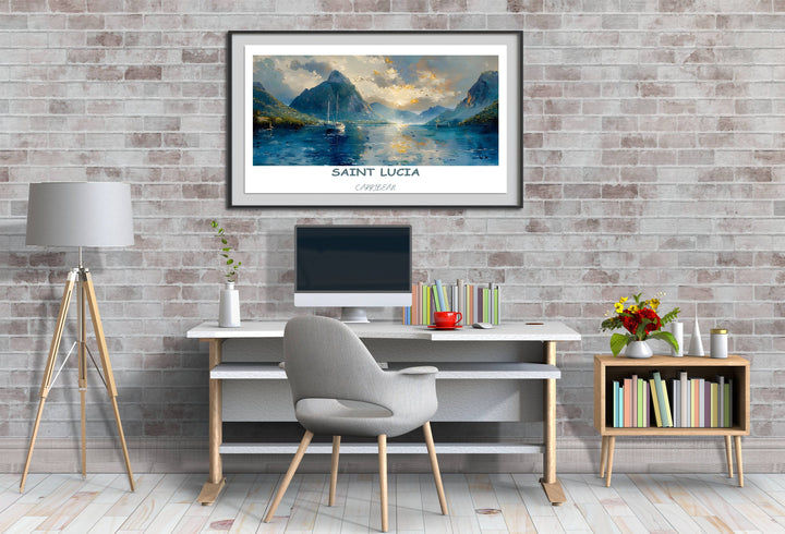 Discover Caribbean paradise with Saint Lucia art. Perfect for Caribbean decor, this poster brings the beauty of the islands home