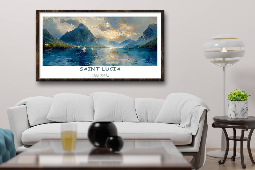 Embrace Caribbean vibes with Saint Lucia-themed decor. This print adds a touch of island magic to any space