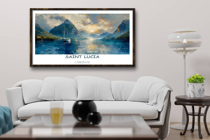 Embrace Caribbean vibes with Saint Lucia-themed decor. This print adds a touch of island magic to any space