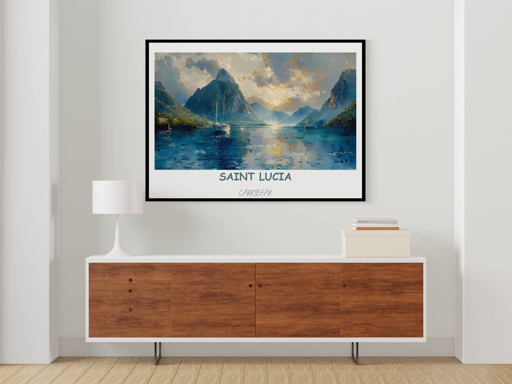 Embrace Caribbean vibes with Saint Lucia-themed decor. This print adds a touch of island magic to any space