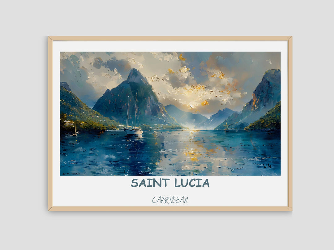Embrace Caribbean vibes with Saint Lucia-themed decor. This print adds a touch of island magic to any space