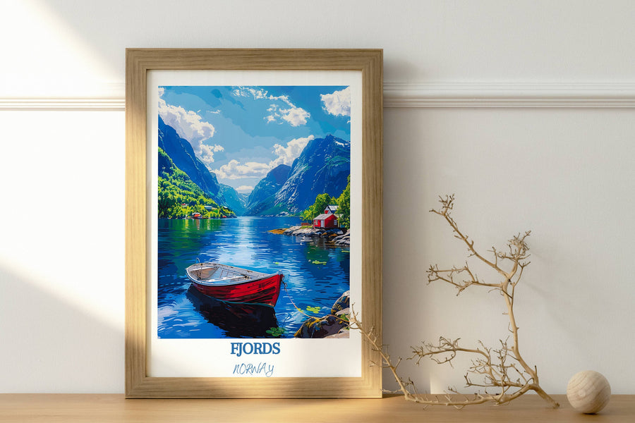 Immerse yourself in the tranquility of Norwegian landscapes with this Norway artwork, showcasing the allure of Preikestolen and fjords.
