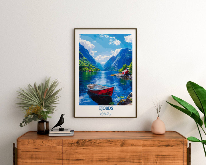 Immerse yourself in the tranquility of Norwegian landscapes with this Norway artwork, showcasing the allure of Preikestolen and fjords.