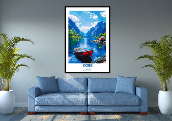 Immerse yourself in the tranquility of Norwegian landscapes with this Norway artwork, showcasing the allure of Preikestolen and fjords.