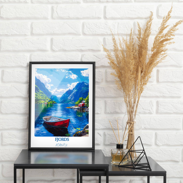 Infuse your home with the allure of the fjords with this captivating Norway wall hanging, highlighting Geirangerfjord and Trolltunga.