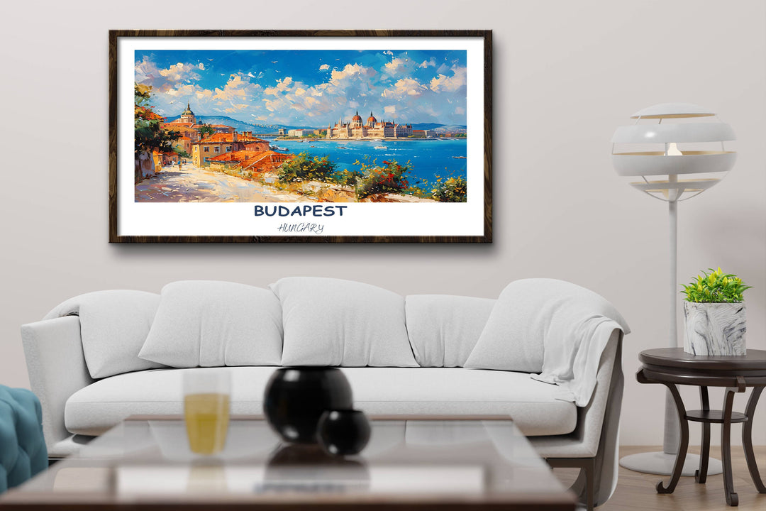 Infuse your space with the magic of Budapest with this captivating image showcasing Buda Castle and Chain Bridge.