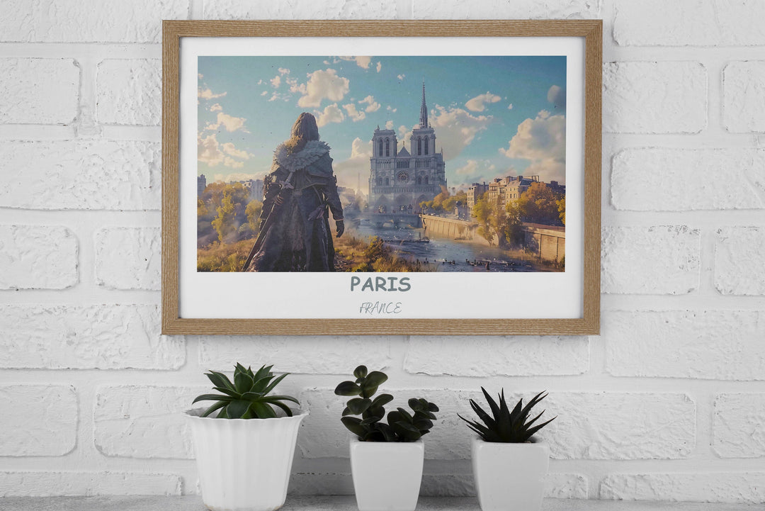 Transport yourself to the heart of Paris with this enchanting wall art showcasing the Louvre Museum. The perfect accent for Paris lovers.