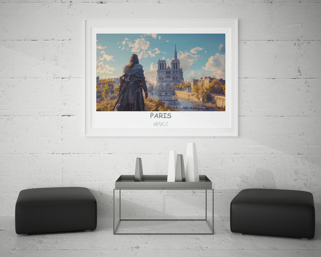 Immerse yourself in the beauty of Paris with this exquisite wall art featuring the Louvre Museum. A chic addition to any home or office.