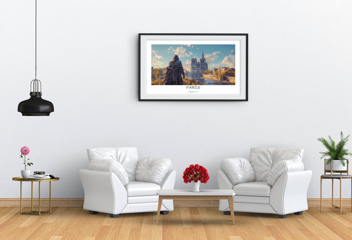 Immerse yourself in the beauty of Paris with this exquisite wall art featuring the Louvre Museum. A chic addition to any home or office.