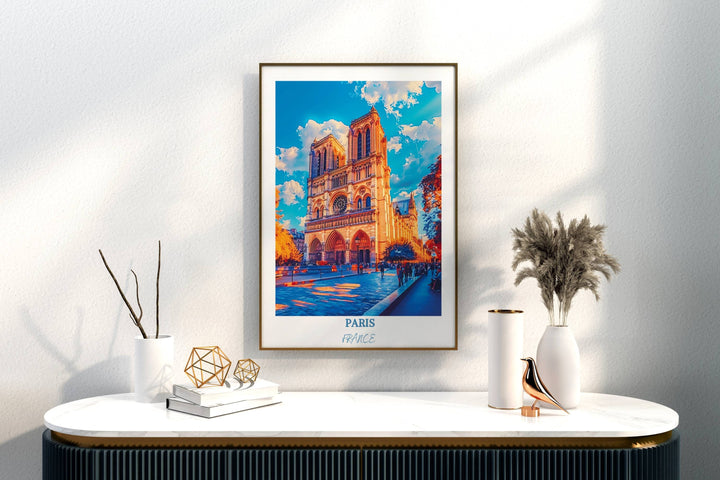 Add a touch of Parisian charm to your space with this elegant wall art featuring the Louvre Museum. The perfect Paris travel keepsake.