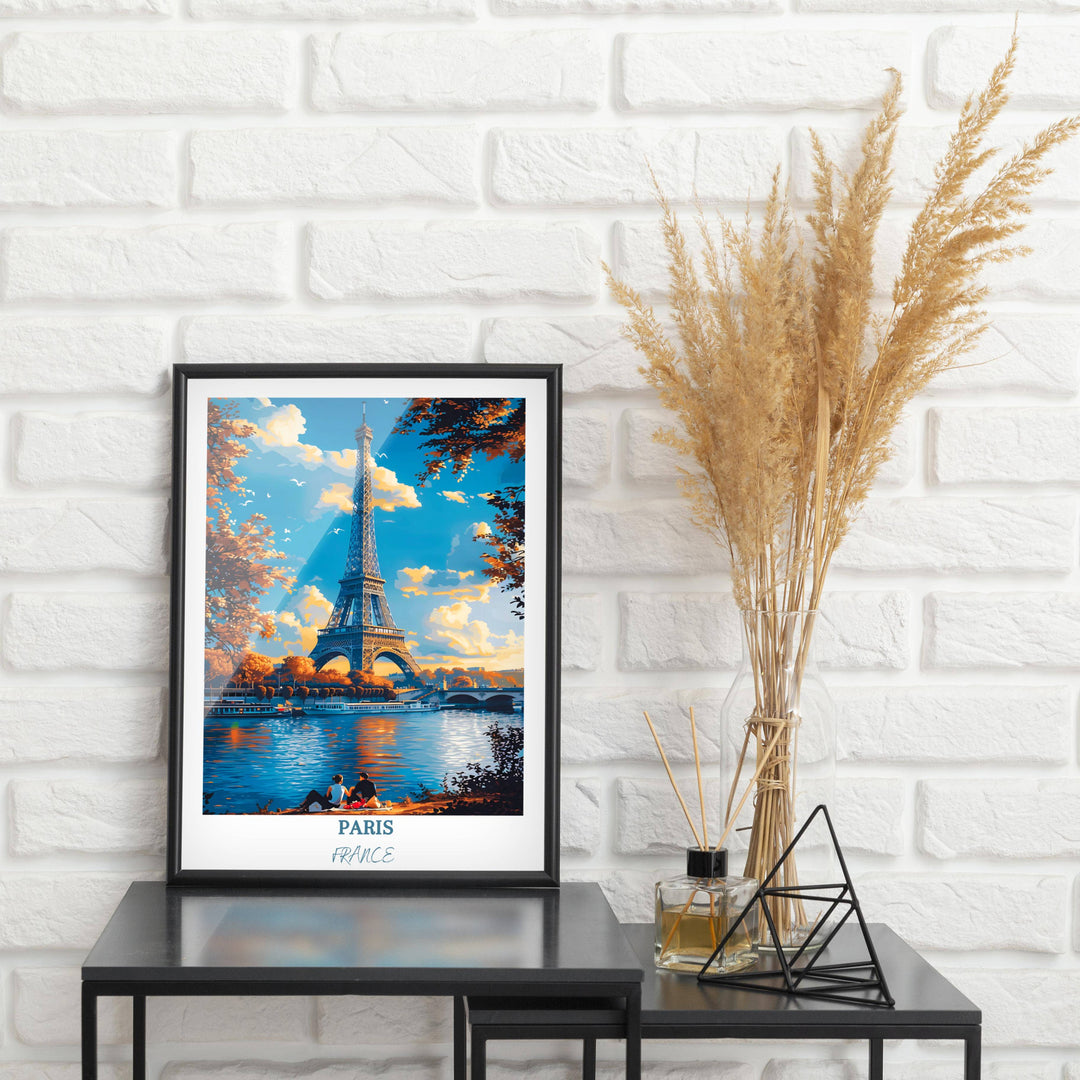 Bring the spirit of Paris into your home with this captivating wall art featuring the iconic Eiffel Tower. A chic statement piece for any room.