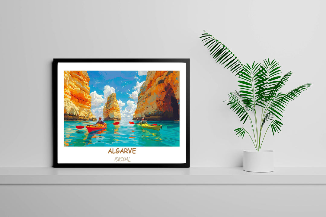 Transport yourself to the Algarve with this exquisite art print of Ponta da Piedade. A perfect gift for those who appreciate the beauty of Portugals coastline.
