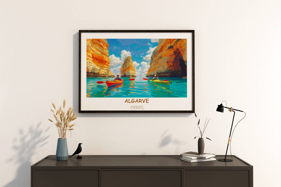 Elegant Algarve Ponta Print featuring the mesmerizing beauty of Ponta da Piedade. A timeless illustration that adds a touch of Portugals coastal magic to any space.