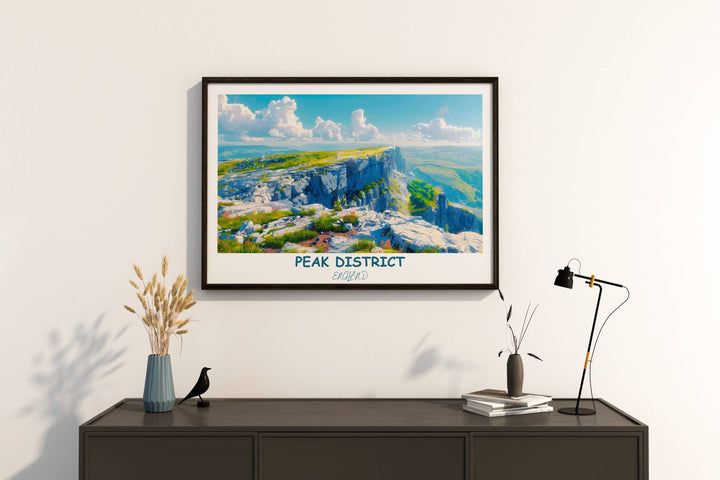 Transport yourself to the picturesque landscapes of the Peak District National Park with this enchanting print of Chatsworth House.