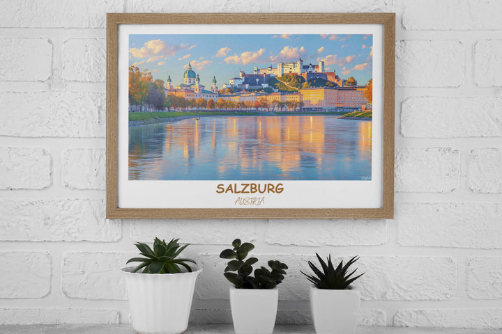 Transform your space with this stunning Salzburg wall art, highlighting the majestic Hohensalzburg Fortress. The perfect gift for any art lover.