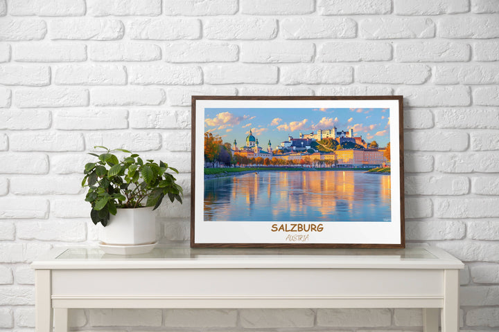 Transform your space with this stunning Salzburg wall art, highlighting the majestic Hohensalzburg Fortress. The perfect gift for any art lover.