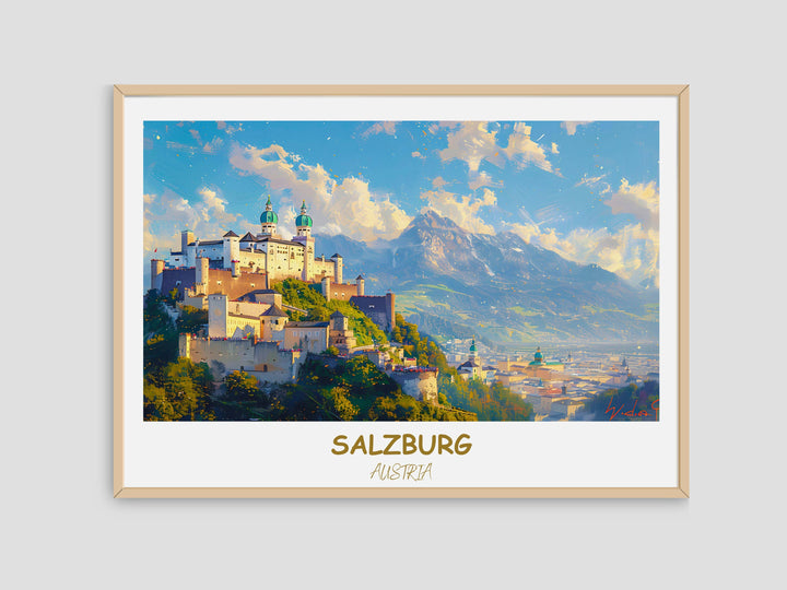 Immerse yourself in the enchanting beauty of Salzburg with this elegant wall art showcasing Hohensalzburg Castle. A perfect gift choice.