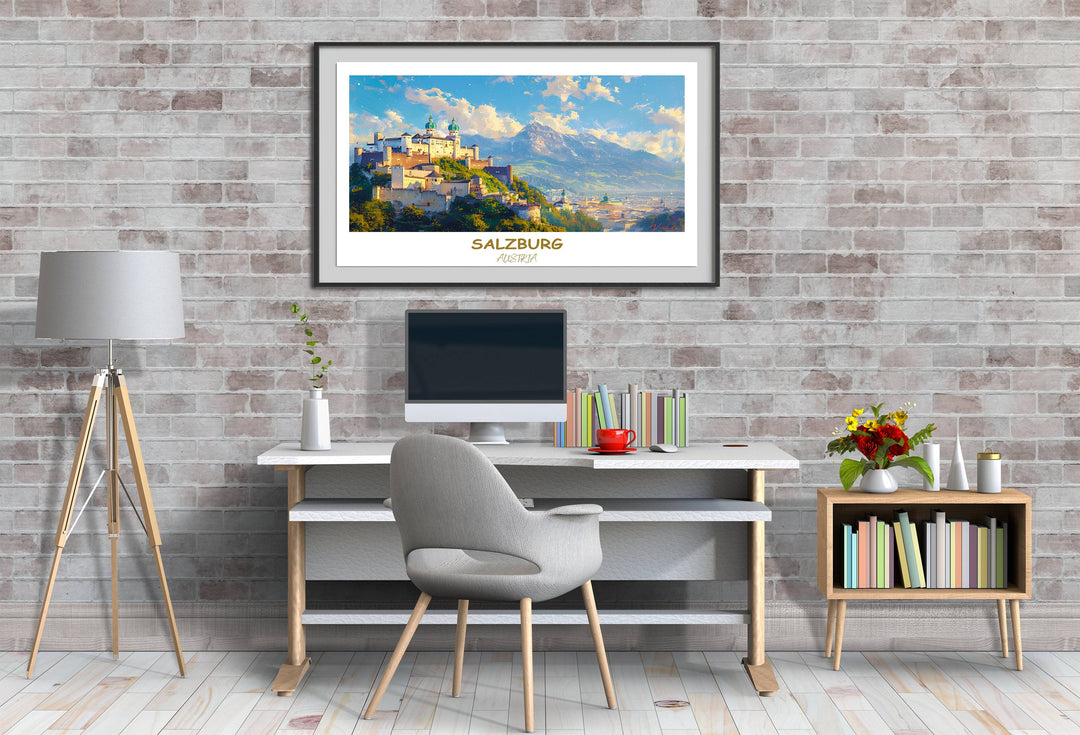 Transform your walls with the beauty of Salzburg captured in this stunning art print of Hohensalzburg Castle. The perfect gift for any art lover.