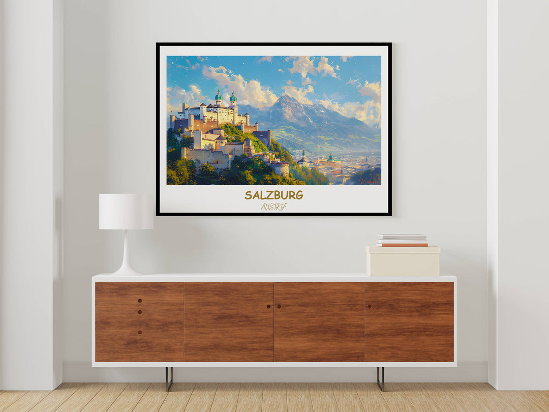 Add a touch of sophistication to your decor with this exquisite Salzburg wall art, featuring the majestic Hohensalzburg Castle. A timeless gift.