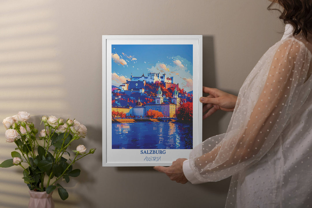 Add a touch of Salzburgs magic to your home decor with this enchanting art print of Hohensalzburg Castle. A thoughtful gift for any occasion.