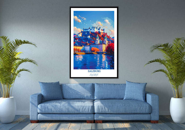 Infuse your space with the charm of Salzburg with this elegant wall decor featuring Hohensalzburg Castle. A memorable gift for any art lover.