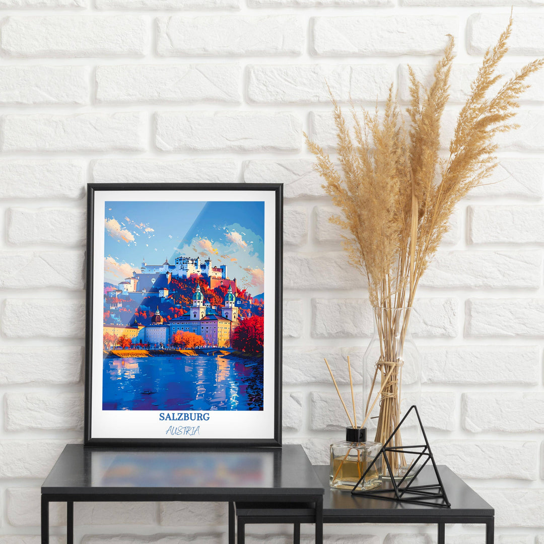 Infuse your space with the charm of Salzburg with this elegant wall decor featuring Hohensalzburg Castle. A memorable gift for any art lover.