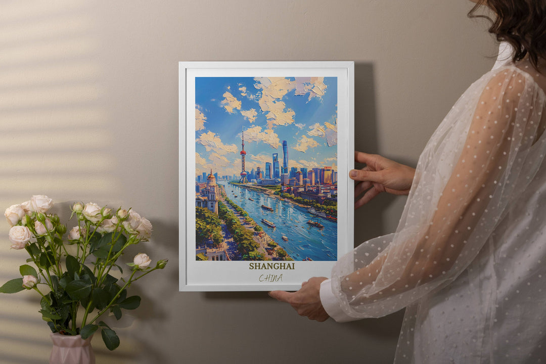 Adorn your walls with the charm of Shanghai with this China artwork, showcasing the timeless beauty of The Bund and city skyline.