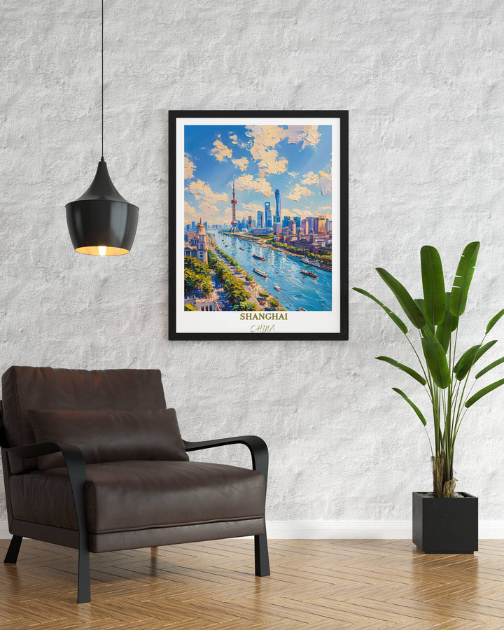 Adorn your walls with the charm of Shanghai with this China artwork, showcasing the timeless beauty of The Bund and city skyline.