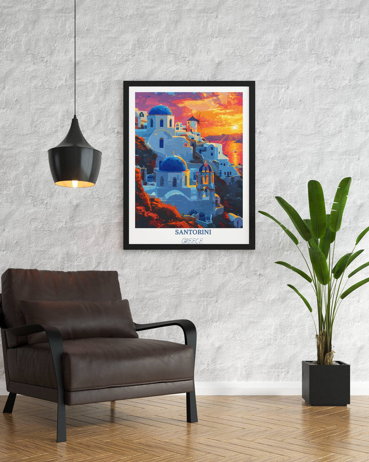 Santorini wall art transports you to the idyllic Greek island with this captivating travel print, a perfect addition to any decor.