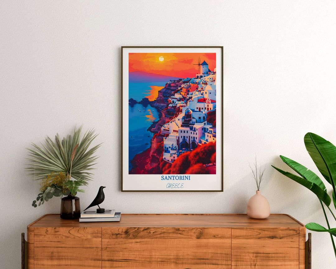 Greece island art brings the essence of Santorini into your living space with this captivating Greek island-inspired artwork.